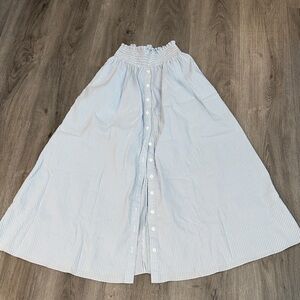 La Ligne Light Blue Striped A-Line Skirt